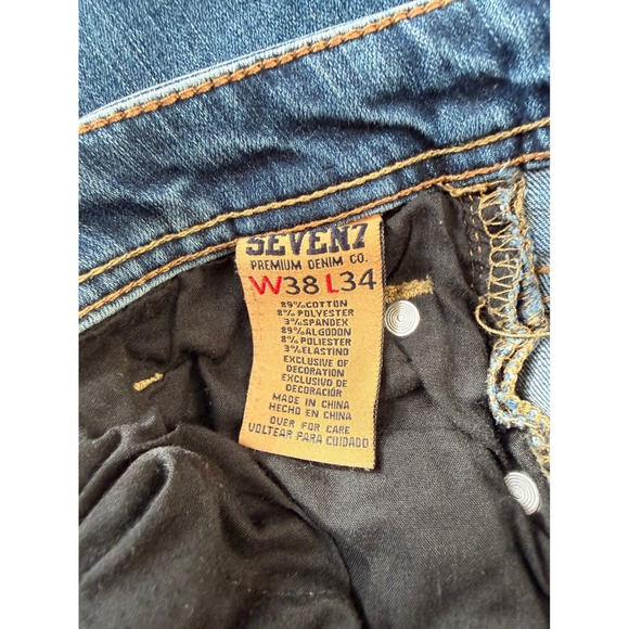 SEVEN7 PREMIUM DENIM CO Straight Fit Mens Jeans W38 L34 Blue Cotton Blend 38x34 - Picture 5 of 5